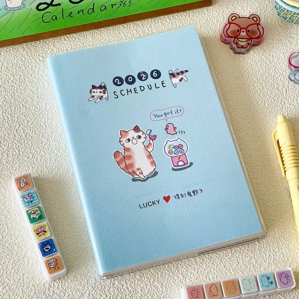 Cartoon Cute Kitten Illustration 2026 Planner with Calendar To Do List B6 Notebook Appointment Book Gift