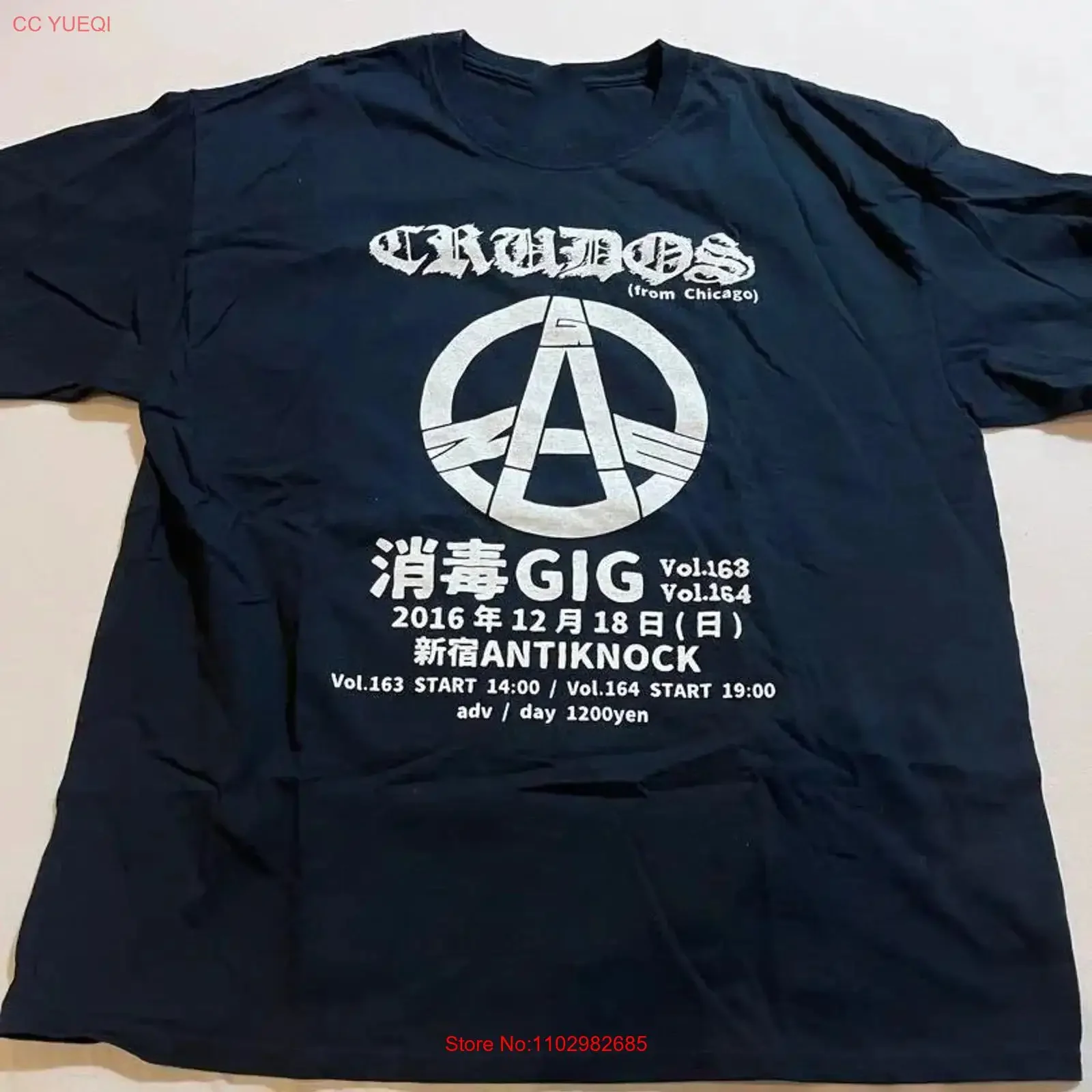 LOS CRUDOS Band Poster Tour T-Shirt Schwarz S-5XL Vintage Washed Fashion Stretch Unisex Leicht Grafik-orientiertes Oberteil für den Alltag