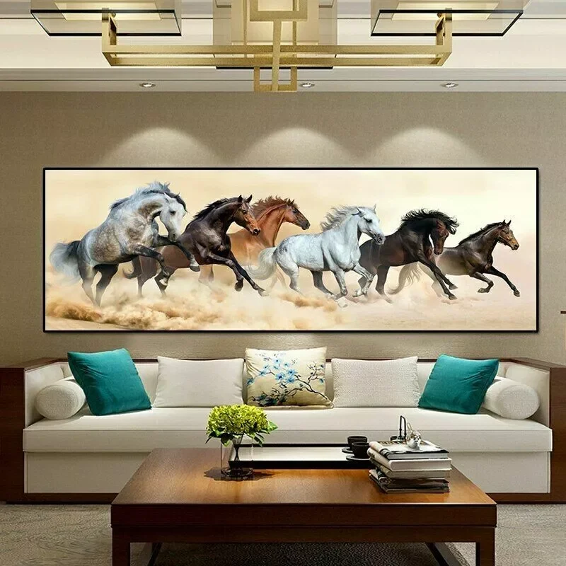 Six Running Horses Print ,Art Canvas Poster For Living Room Decoration, Home Wall Picture