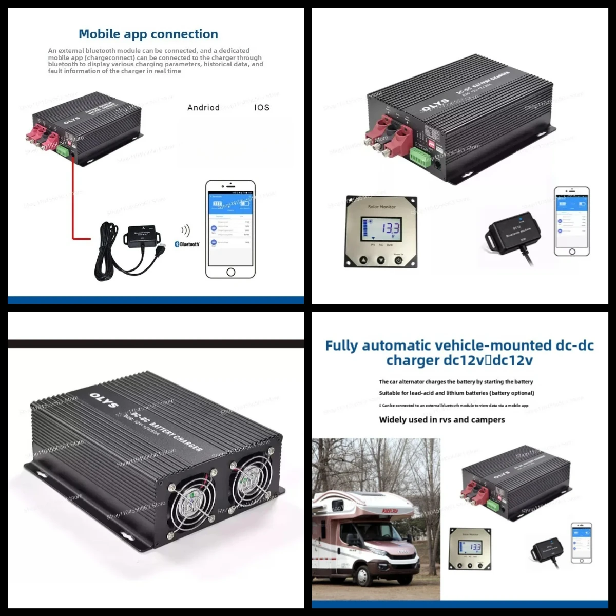 60A automatic DC-DC car charger 12V to 14.6V RV charger AGM lead-acid lithium battery universal