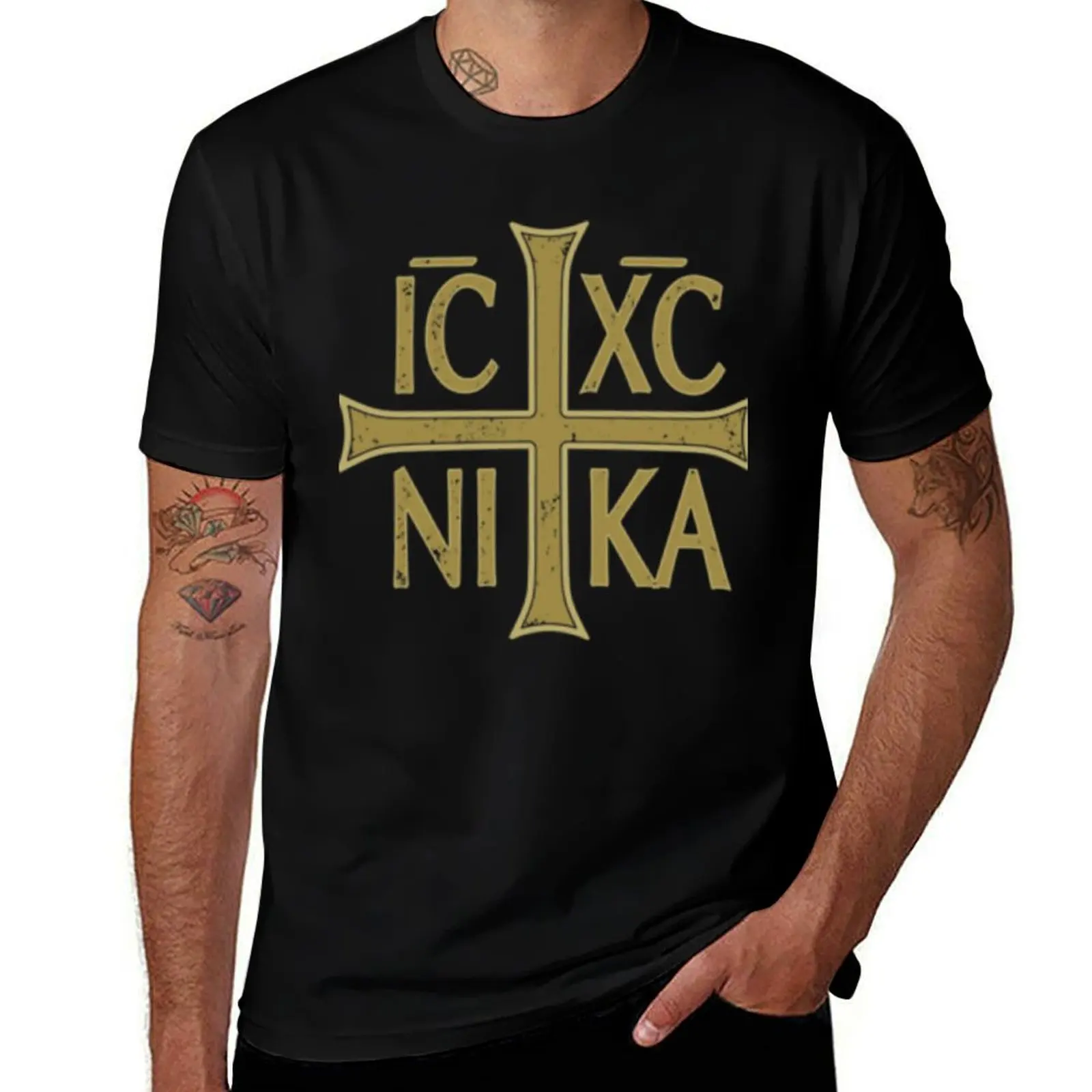 

IC XC NIKA Cross Orthodox Eastern Christianity Christogram Side Classic T-Shirt Odor Resistant Short Sleeve Top