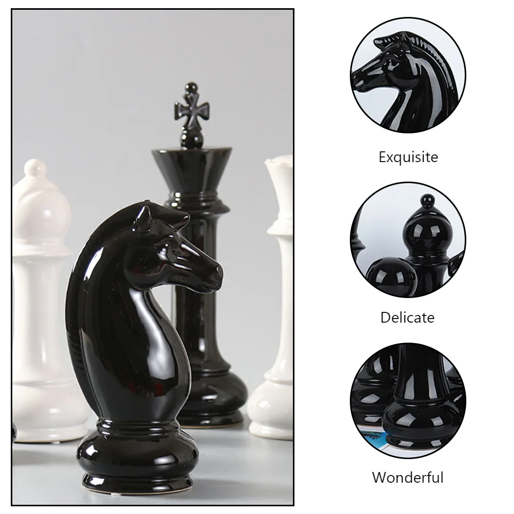 

6 шт., международные шахматные украшения, черные керамические шахматные украшения для дома, спальни, офиса, художественный домашний декор