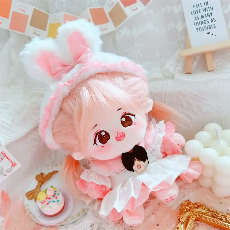 Cotton Doll 20cm Sakura Dream No Attribute Pink Peach Fried Hair with Skeleton Naked Baby Plush