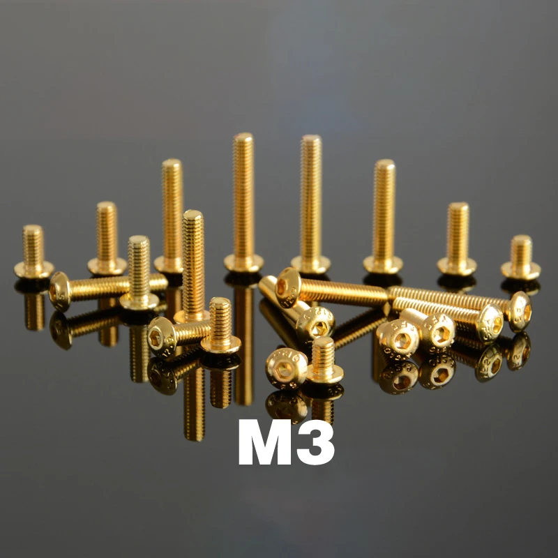 

Grade 12.9 YFS hexagonal half round head m3 gold-plated titanium screw suitable for RC automotive repair accessories