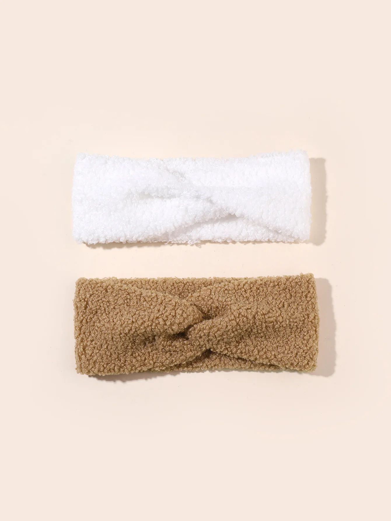 2個入り ボウ型幼児用冬用暖かいヘッドバンドセット ベビーノットヘッドバンド テディプラッシュヘアバンド プラッシュ耳当て付き 新生児用ヘッドギア