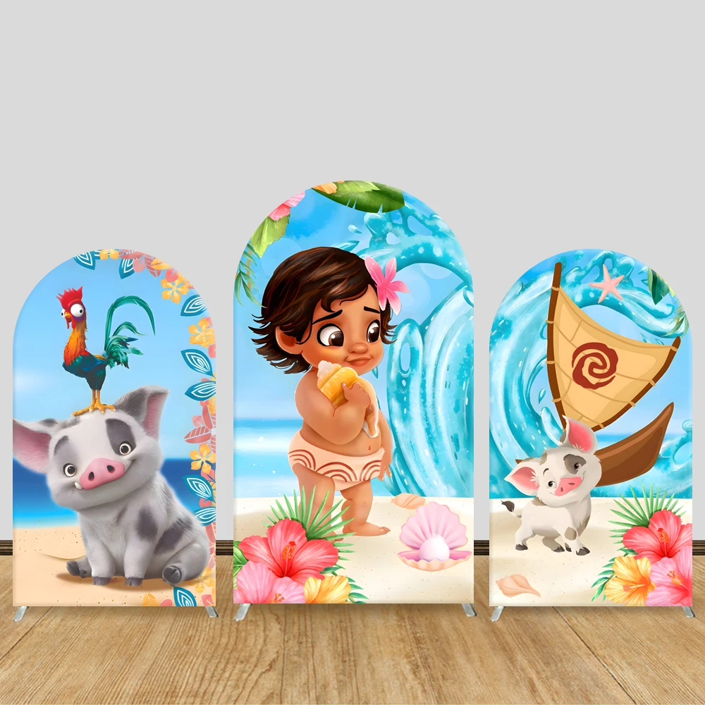 

Arch Backdrop Cover Brave Moana Theme Party Decorations Soccer Parties Kids Birthday Baby Shower Photo Background Elastic Fabric