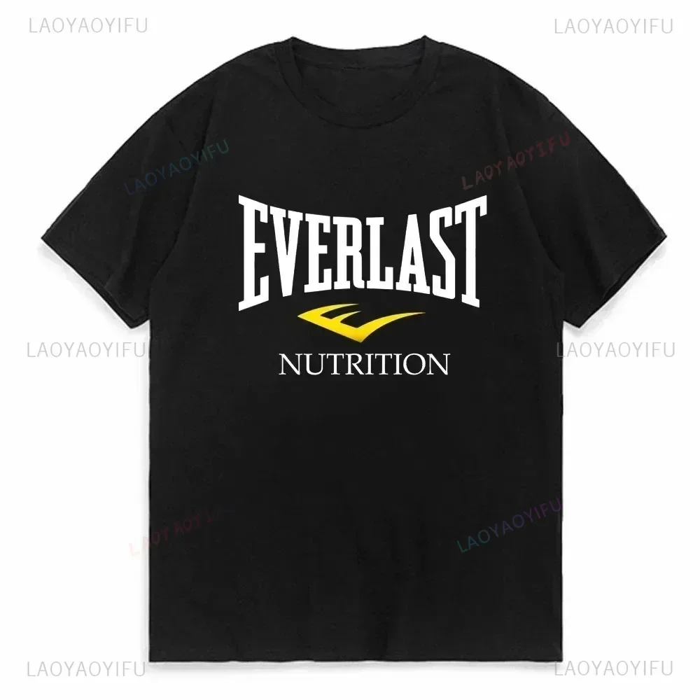 Male Boxing EVERLAST Printing T-shirt Summer Short Sleeves Unisex O-Neck T Shirt Cotton Tee Fitness Sports Tops Man's Streetwear