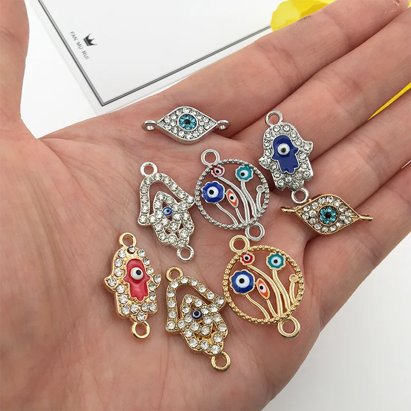 10Pcs Round Evil Eye Charms Jewelry Connector For Bracelet Necklace DIY Jewelry Making Supplies Amulet Accessories