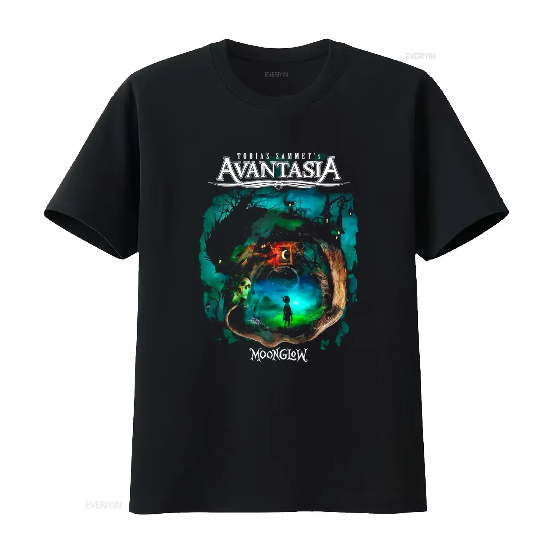 Dark Green Avantasia Moonglow Retro Music T Shirt for Men S 5XL Long or s vintage Washed Soft streetwear Breathable Stretched