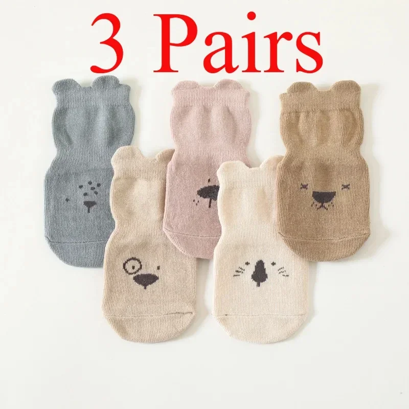 3/1 Pairs Toddler Baby Sock Spring Cartoon Print Cotton Children's Socks Boys Girls Casual Kids Boy Girl Anti-slip Floor Socks
