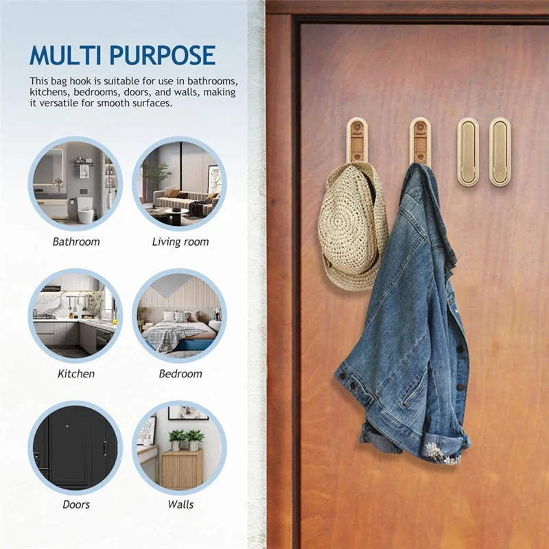 

SEWS-Wall Mount Folding Hooks 2PCS Gold, Metal Foldable Wall Hooks-Space-Saving,For Bathroom, Kitchen, Bedroom, For Towels