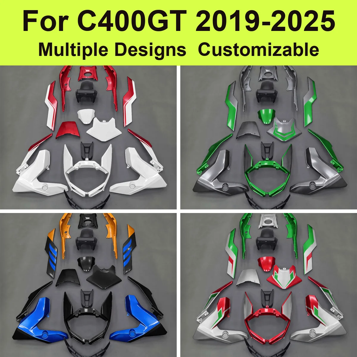 Für C400GT 2019-2025 Komplettes Verkleidungsset ABS-Kunststoff Motorradverkleidungen Karosserie Verkleidung Langlebige Oberfläche Rot Weiß