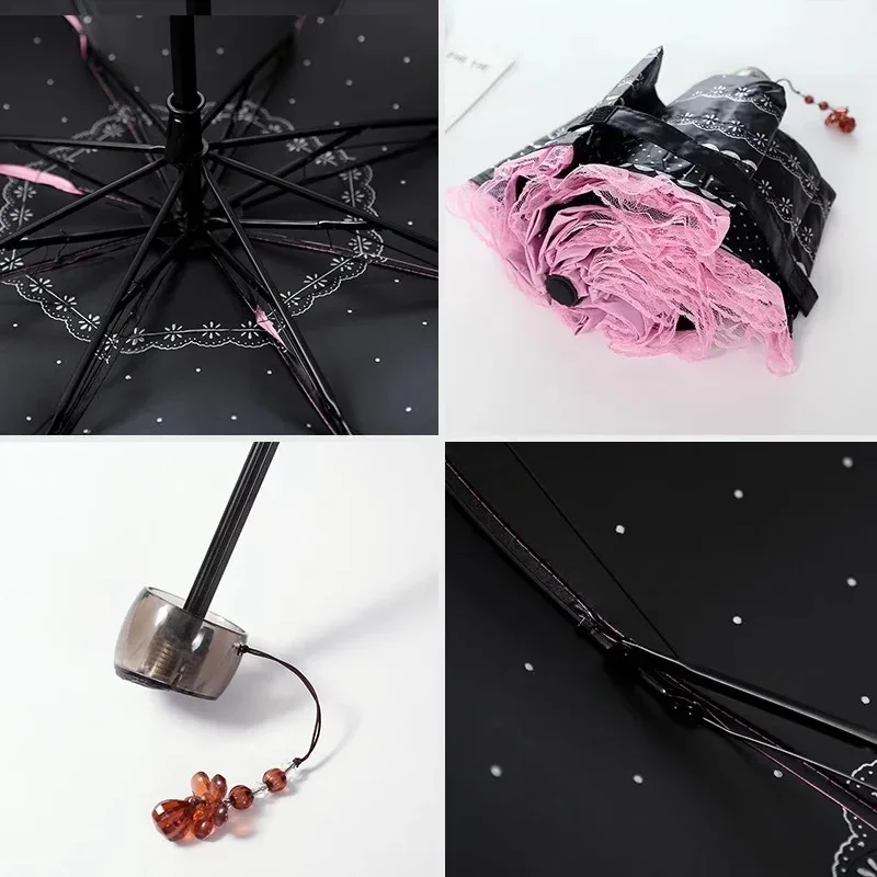 

【2026】Lace Ultra-light Sunscreen Parasol Anti-ultraviolet Sun Umbrella Korean Small Fresh Umbrella Folding Dual-purpose Umbrella