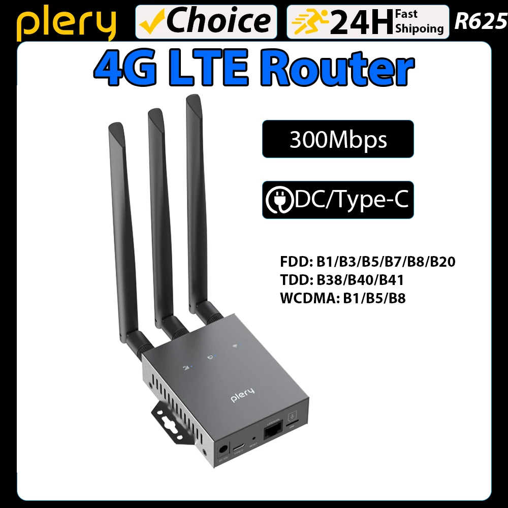 Plery WiFi6 4G LTE Routers WiFi Router 2.4G 300Mbps Portable Internet Device Nano SIM Card LAN/WAN Port For IP Camera EU Plug