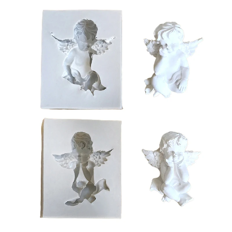 3D Angel Baby Silicone Mold Baby Birthday Party Cake Decorating Tools Cupcake Topper Fondant Baking Chocolate Candy Molds