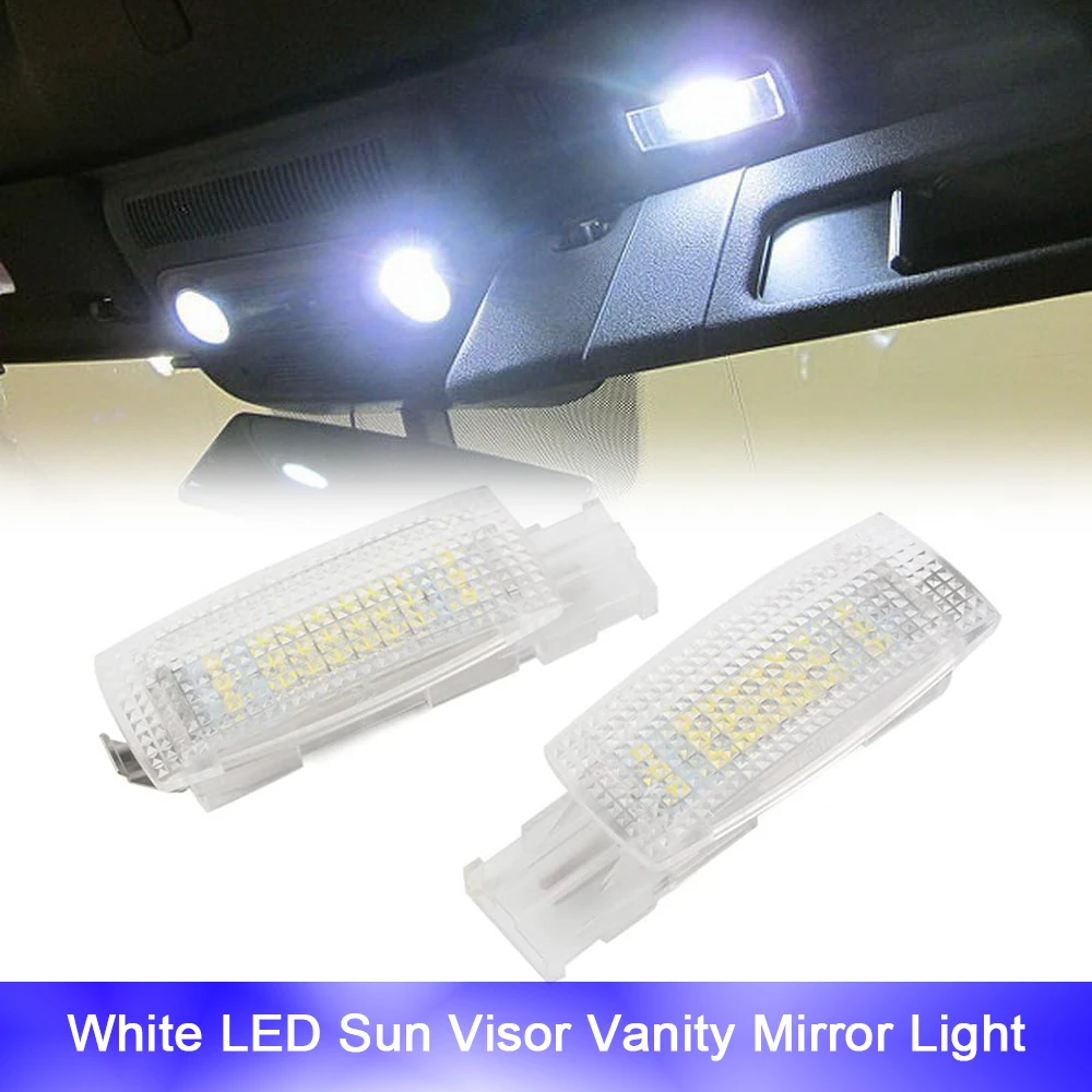 

2x White LED Sun Visor Vanity Mirror Light Free Error For Skoda Fabia Superb Yeti VW Touran Tiguan Sharan Scirocco Phaeton Golf