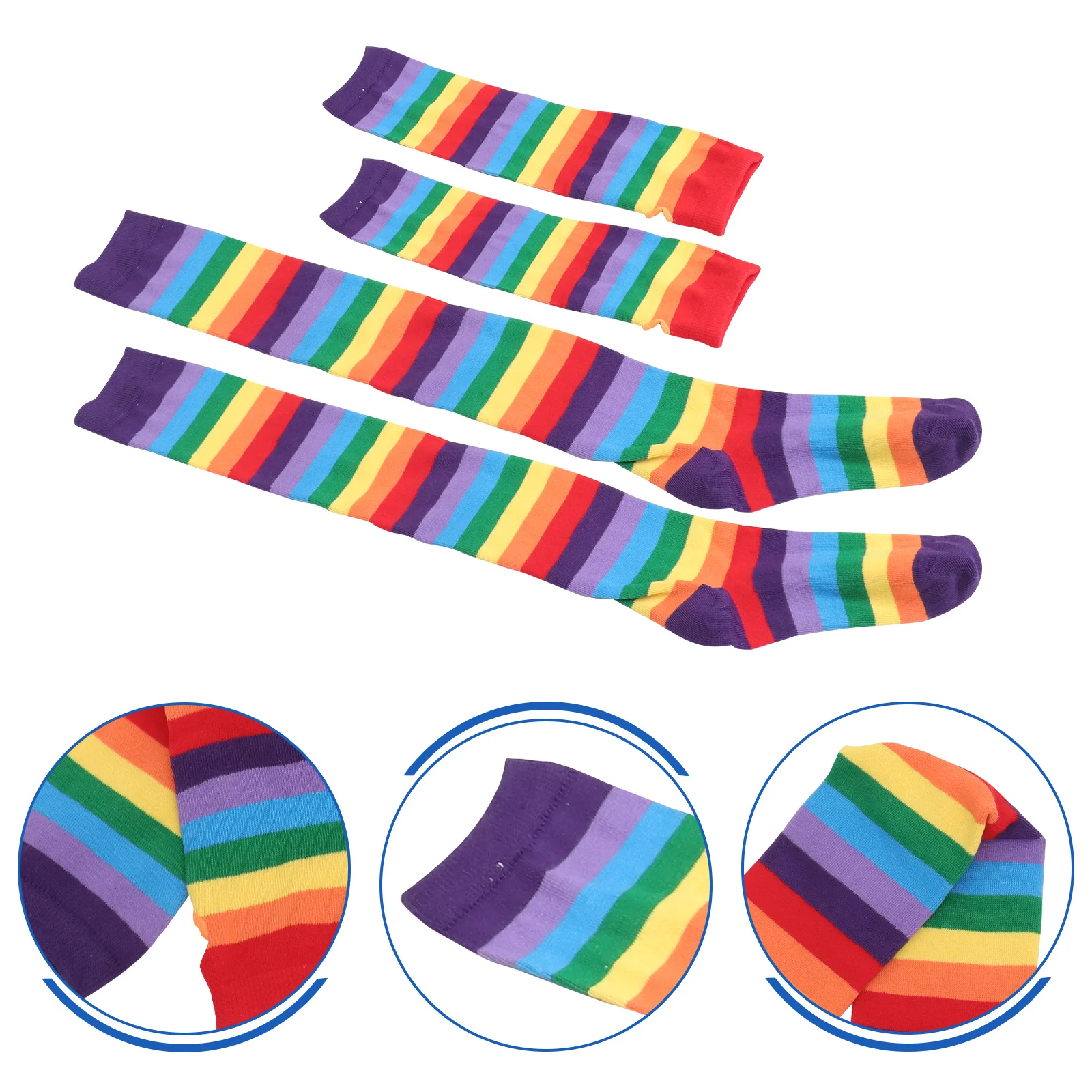 

Rainbow Arm Warmer Leg Stocking Colorful Soft Elastic Fingerless Gloves Tear Resistant Rainbow Thigh High Socks for Performance
