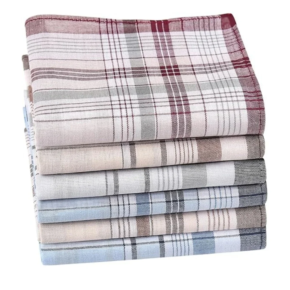 Mouchoir en coton doux pour hommes, 38cm/14,9 pouces, motif rayé classique, Options multicolores, accessoire élégant pour hommes