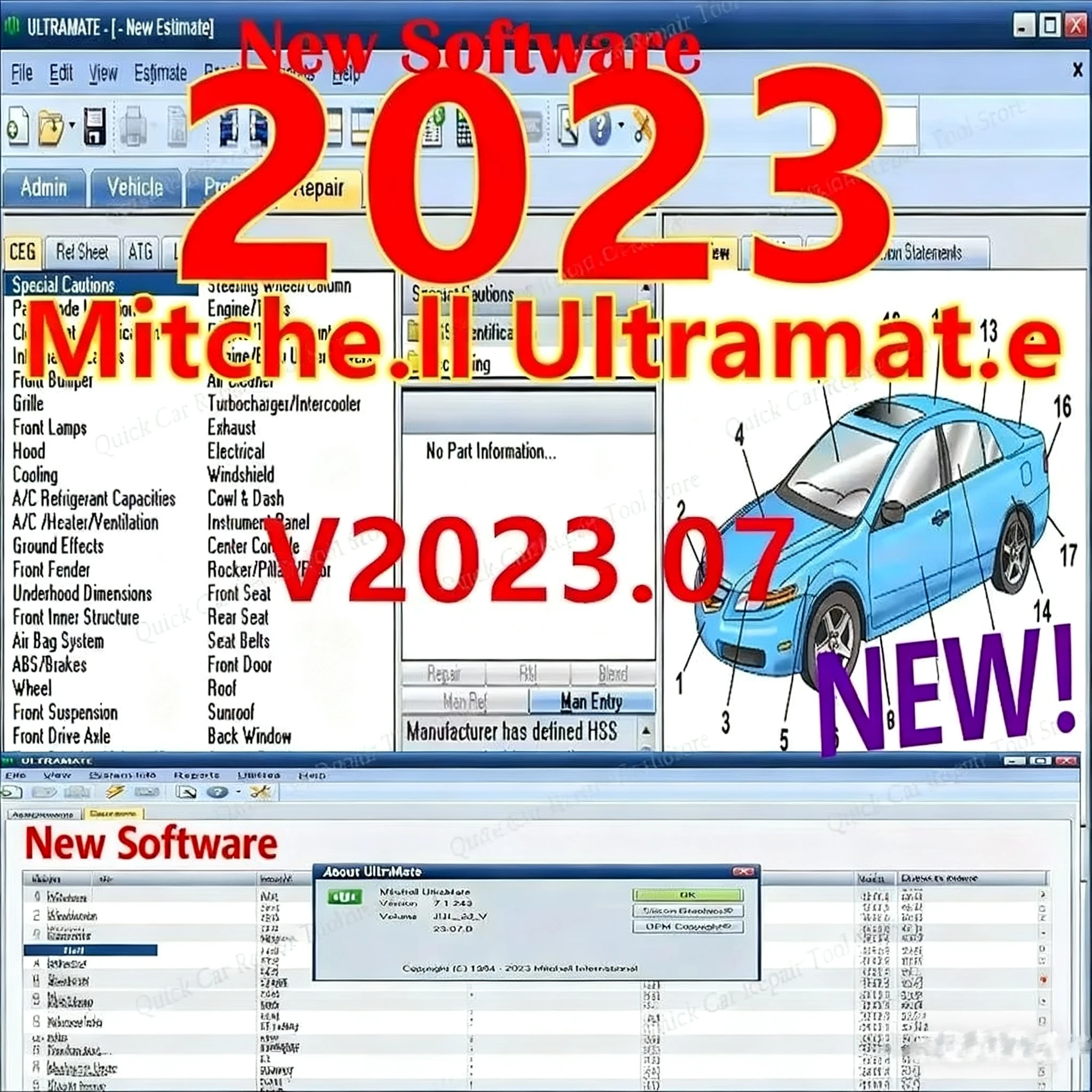 

2025 Newtest Car 2023 MITCHell ULTRAMATE 7 COMPLETE ADVANCED ESTIMATING SYSTEM+Patch for never expire+Can installed indefinitely