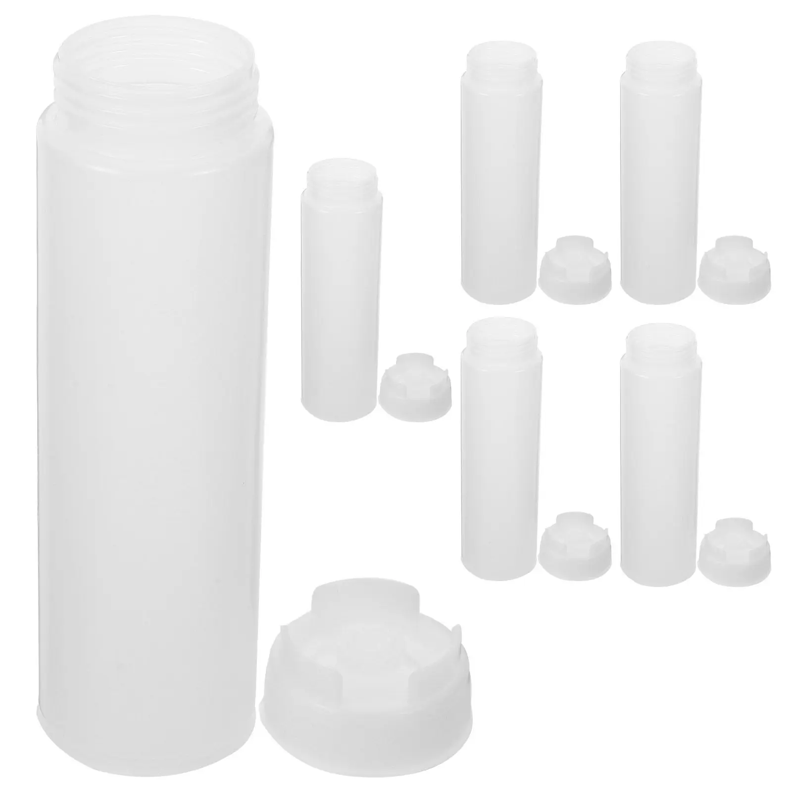 Juego de 6 Botellas de Salsa Resistentes y Profesionales para Ketchup, Mostaza, Aderezos y Salsas para Barbacoa, con Tapa de Rosca Hermética, para Cocina
