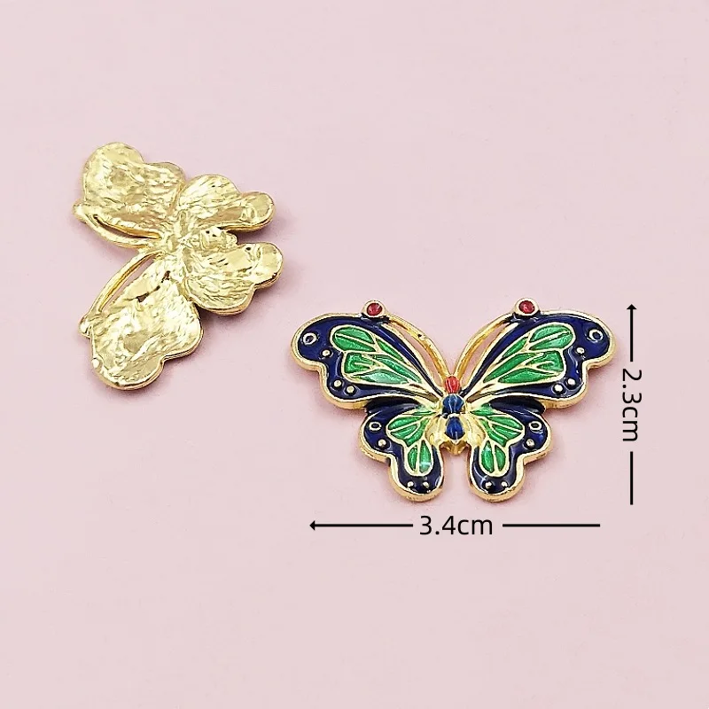 5PCS DIY handmade ancient style burnt cloisonné oil drop butterfly jewellery accessories bridal Hanfu headdress materials