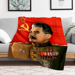 Russian Lenin Joseph Stalin Portrait Blanket Double Bed Blankets & Throws Furry Winter Warm Throw Sofa Fluffy Soft Decorative