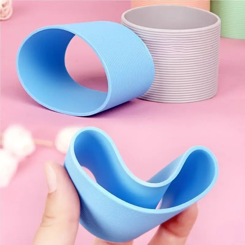 New Thickened Silicone Heat Resistant Glass Cup Coaster Tea Cup Sleeve Protective Cover Straight Tube Anti Slip Water Cup Ring