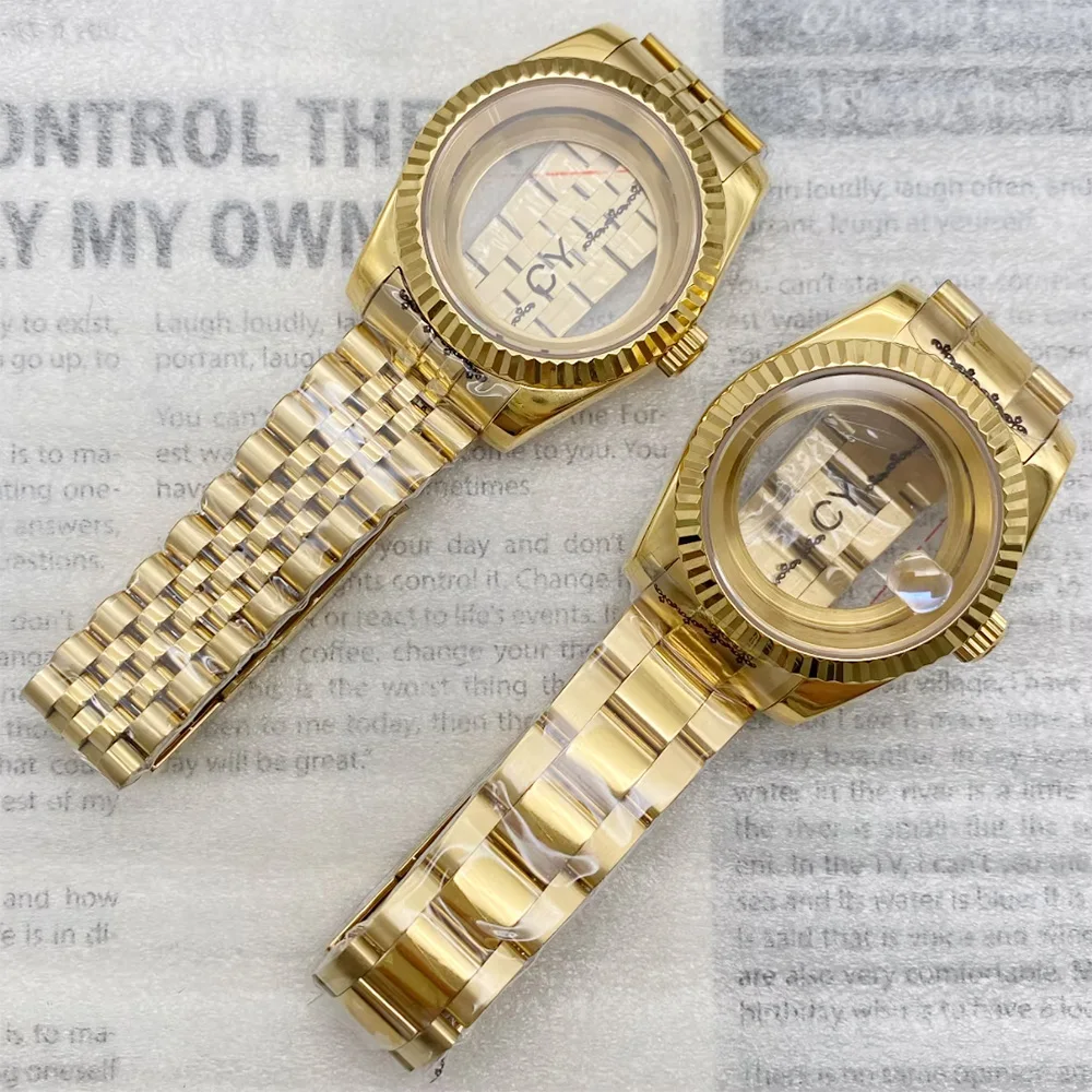 

Комплект корпуса и ремешка для часов 36 мм и 39 мм, золотистый, с механизмом NH35, для Datejust, совместим с механизмами NH35, NH36, NH34, циферблат 28,5 мм, сапфировое стекло, корпус и ремешок.