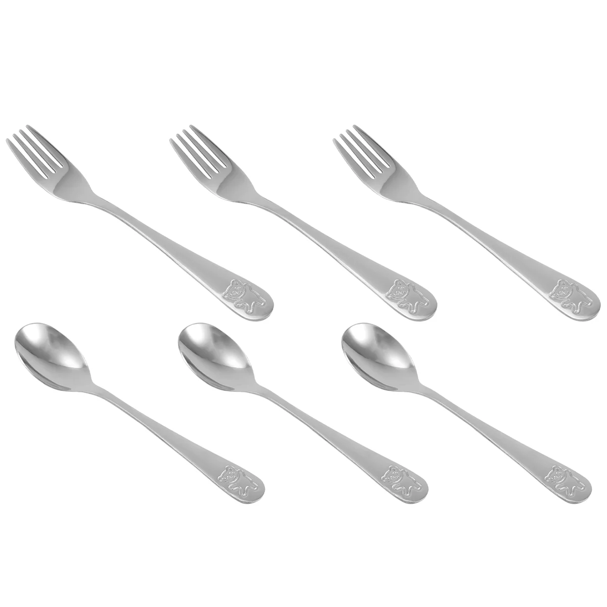 Stainless Steel Child Safety Cutlery Bear Children Spoon and Fork Set Toddler Utensils Metal Cutlery SetJAS