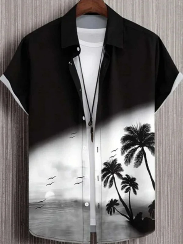 

Street Sle ort Sve Floral irt Men's Summer New Trend Youth irt Haome Top Breathable Slim Fit Button down