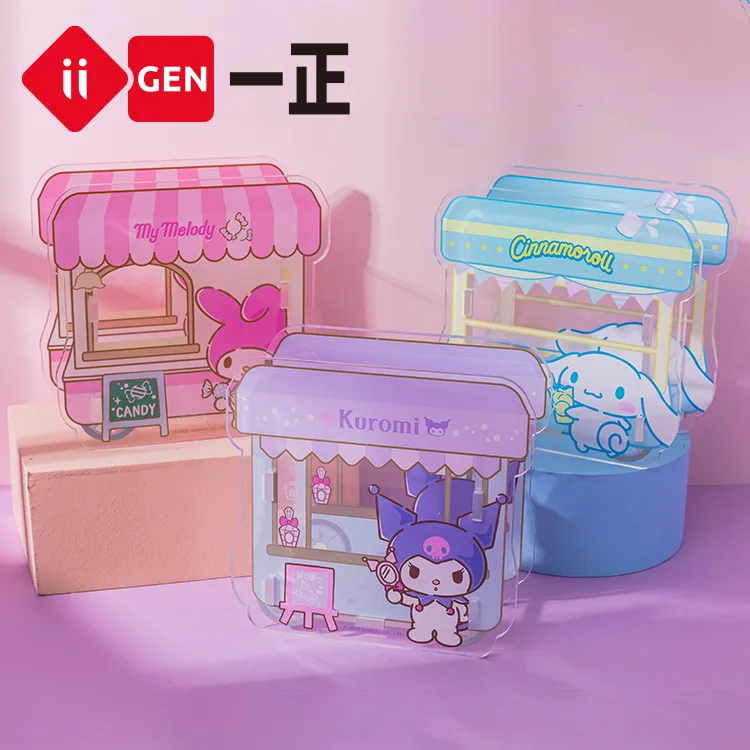 8pcs Sanrio Family Image Cartoon Diy Assembled Pen Holder Desk Ornaments Decorative Storage Box Student Stationery