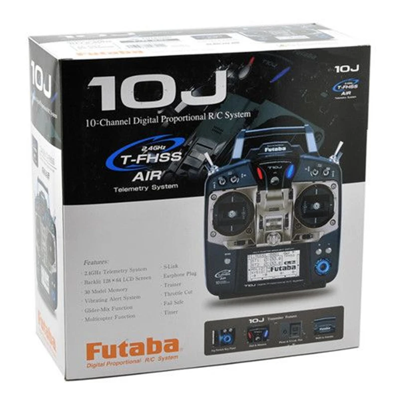 Futaba T10J 10J com R3008SB recebe 10 canais 2,4 GHz sistema de rádio transmissor controle remoto para helicóptero RC multicopter