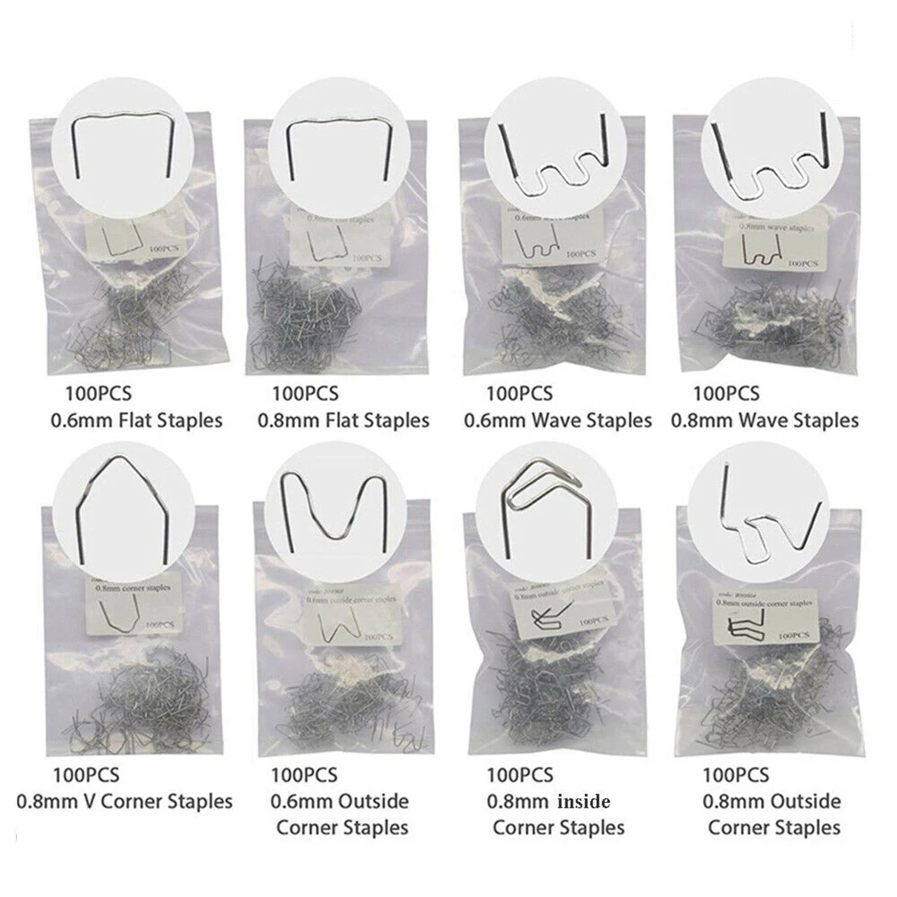 for durable Garden Home Hot Staples Welding for stud Silver 8 Types 800 Pcs For Plastic Repair/Welding Power Tools Pre-cut