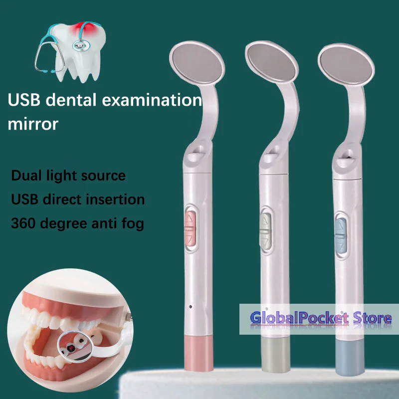1pcs Dental Led Light Mouth Mirror Portable Reusable Dentist Oral Checking Anti Fog Bright Tooth Care Hygiene Clean Instrument