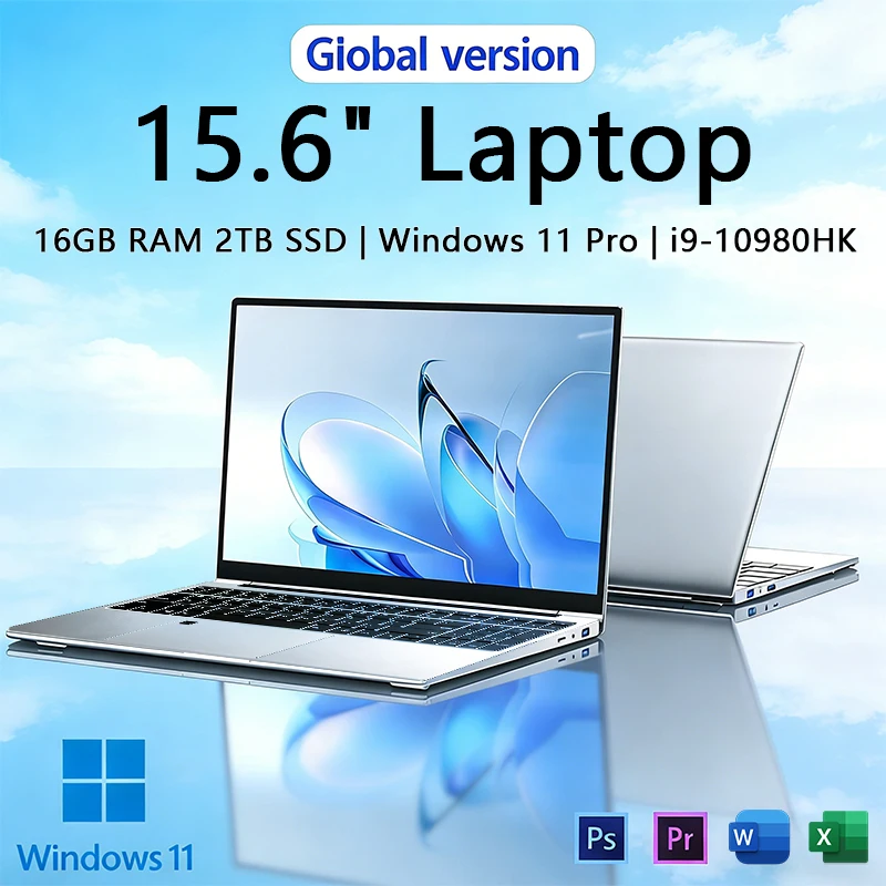 

2026 Windows 11 Pro Notebook PC 15.6“ Laptop Intel Core i9 10980HK 16GB RAM 1TB 2TB SSD Fingerprint UnIock Office Gaming Laptop