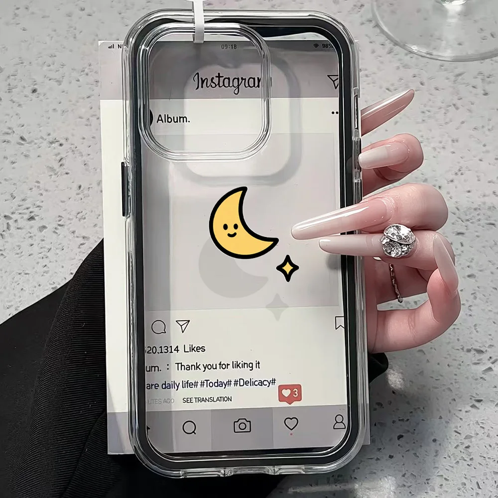 Einfache Mond-Paar-Handyhülle für Samsung Galaxy S26 Ultra S25 S24 Plus S22 S23 Plus FE A57 A54 A55 A16 A15 4G 5G Transparente Hülle – Detail 2
