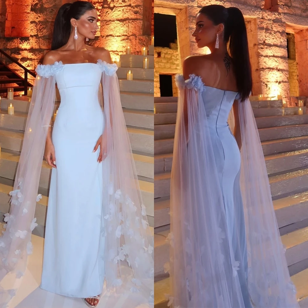 

Customized Exquisite Jersey Boat Neck Evening Dress Delicate Mermaid Prom Dresses Luxury Watteau Train Special Occasion Gowns