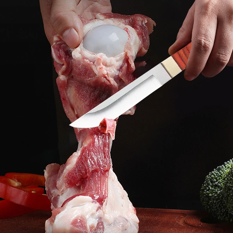 Mongolian Knife Boning Cutting Meat Fruit Steak Knives Kitchen Tool High Hardness Stainless Steel Sharp Slicing Barbecue Knife