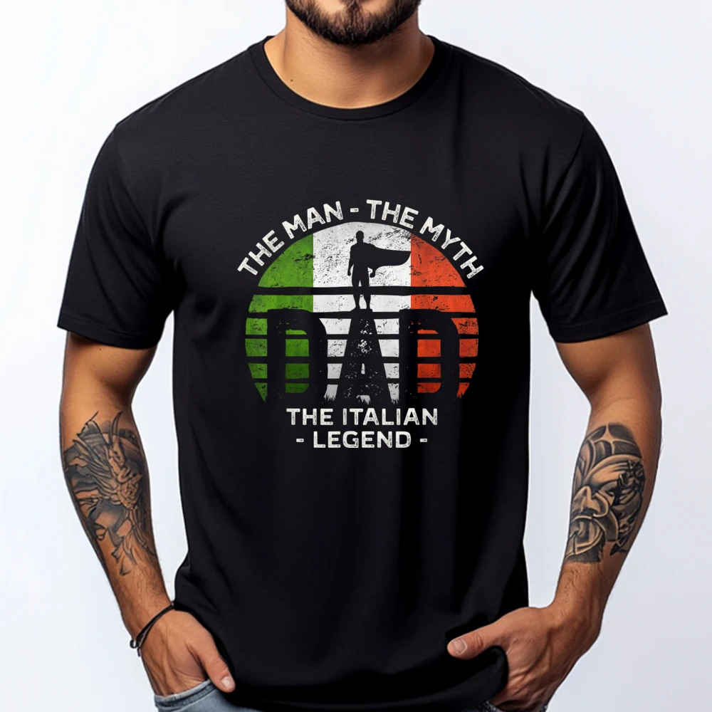 

Dad The Man The Myth The Italian Legend Italy Flag Mens Shirts Graphic Tee Men's T-Shirts Loose Tops