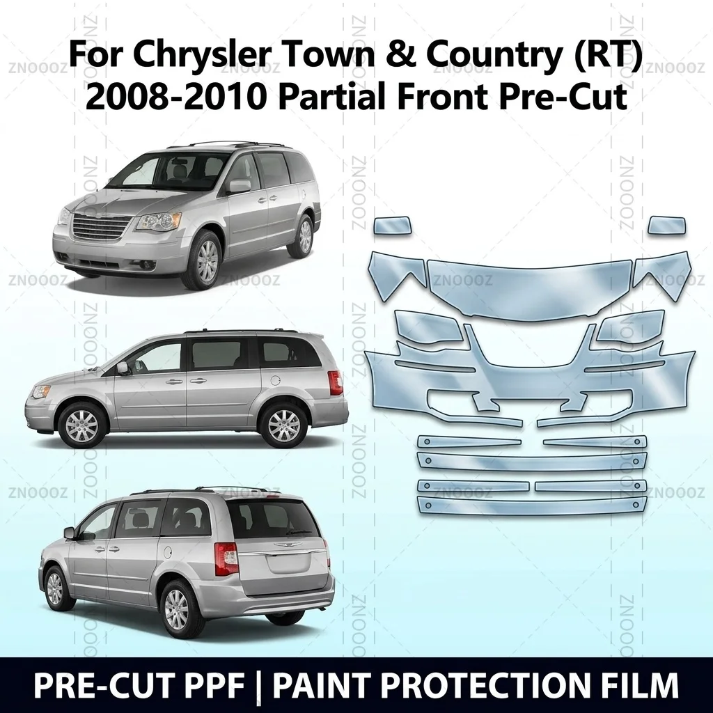 For Chrysler Town & Country (RT) 2008-2010 Partial Front Pre-Cut PPF Paint Protection Kit, TPU Self Healing, Anti Hydrophobic