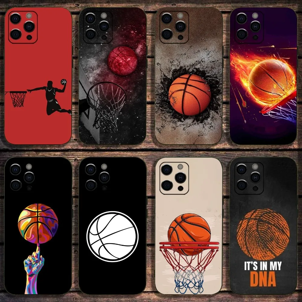 Funda de teléfono deportiva de baloncesto 23 para Apple iPhone 15,14,13,12,11,Pro,X,XS,Max,XR,Plus,Mini funda negra suave