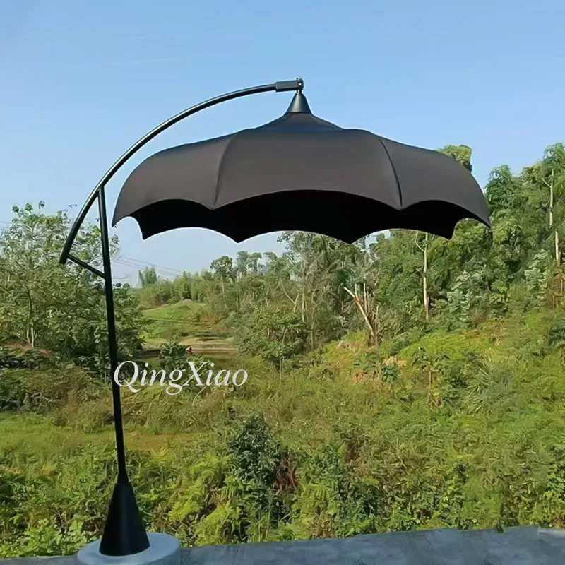 Arched Offset Cantilever Umbrella Waterproof Anti-UV Outdoor Cafe Bistro Restaurant Courtyard Luxury Creative Shade Parasol