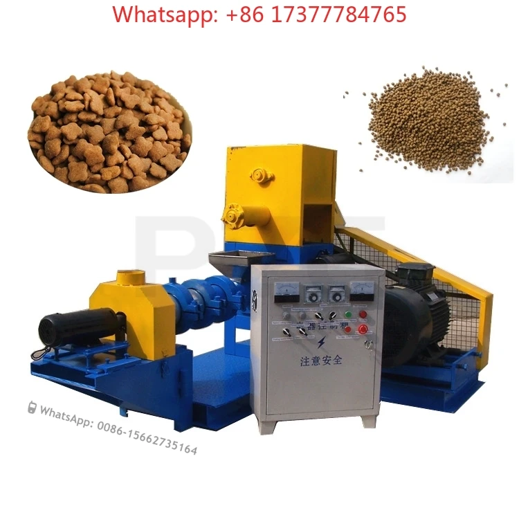 Floating Fish Feed Extruder Machine 200~220KG/H, Electric Single Screw Fish Feed Granule Maker for Ghana