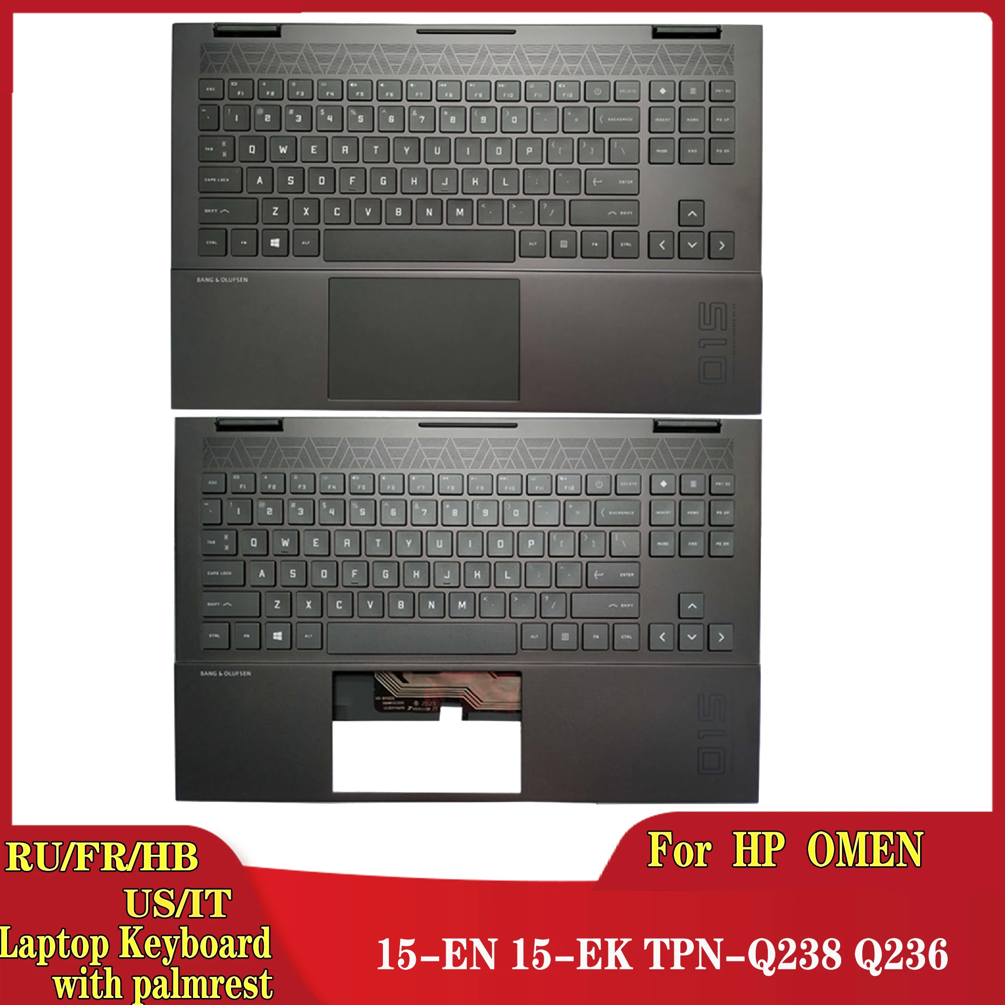 

NEW FOR HP OMEN 15-EN 15-EK TPN-Q238 Q236 M00667-001 Russian/US/French/Italian/Hebrew laptop keyboard with palmrest upper cover