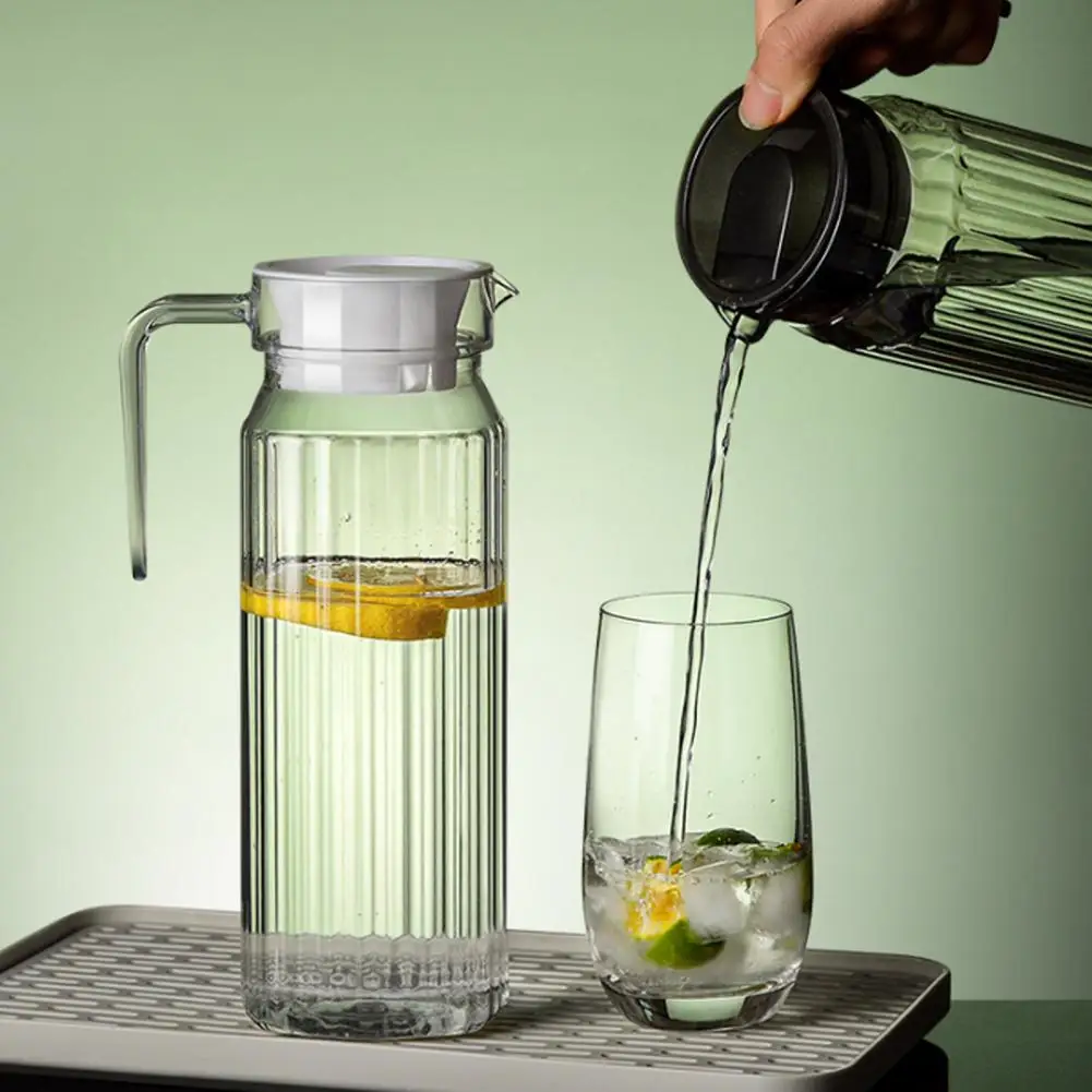 Wasserkrüge mit Deckel, Bpa-freier Wasserkocher, Bpa-freier 1,1-Liter-Kunststoffkrug mit Deckel für Eistee, Limonade, klarer Wasserkrug