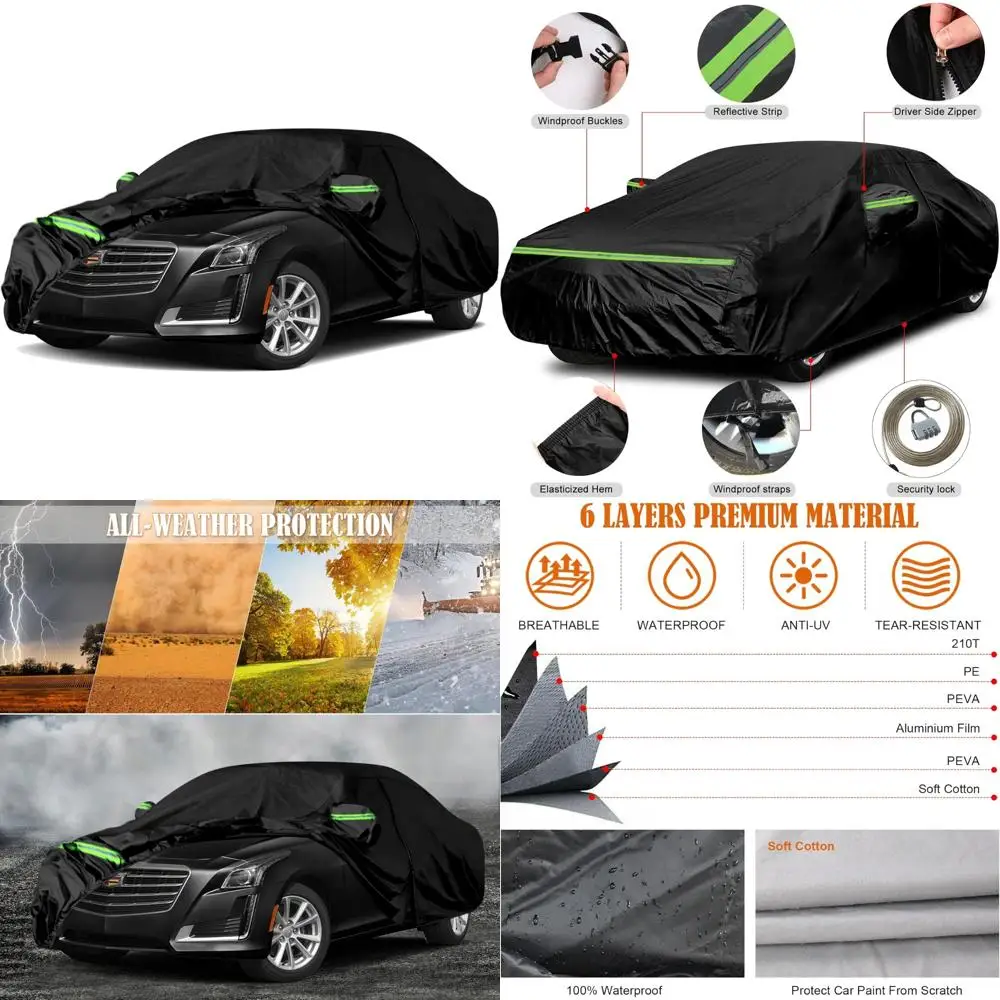 

Всепогодный 6-слойный водонепроницаемый автомобильный чехол с дверцей на молнии для Cadillac CTS и CTS-V 2003-2019 гг., ветрозащитная защита