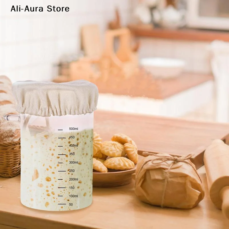 4/8Pcs Reusable Cotton Sourdough Jar Covers With Breathable Fabric Perfect For Home Baking Bread Fermentation