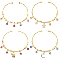 Candy Charms Bracelet for Women Gold-color Romantic Round Charms Bangles Perfect Birthday Gifts for Ladies and Men Jewelry:VL338