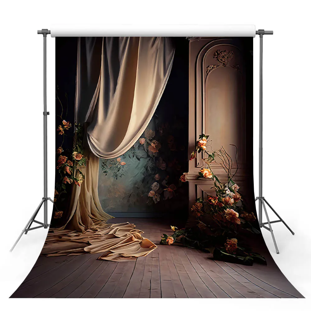 

Mehofond Photography Backdrop Vintage Curtain Decor for Pregnant Birthday Portrait Grunge Wall Flower Background Photo Studio