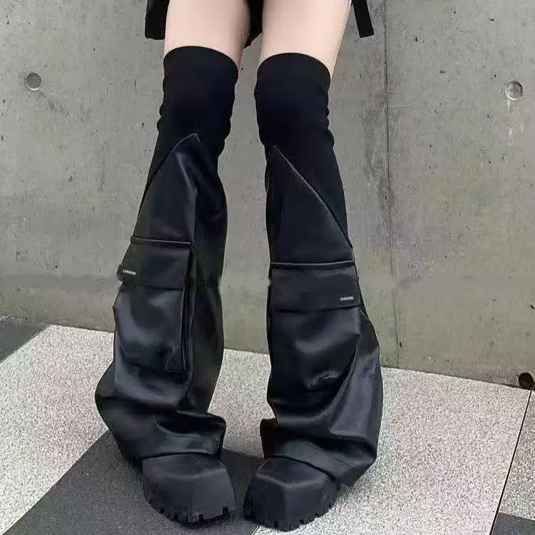 

Y2K Hot Girl Lace Socks Over Knee Leg Warmers Harajuku Subculture Gothic Autumn Ruffle Slimming Vintage Foot Cover